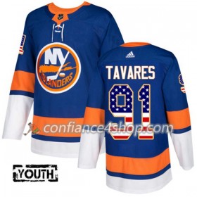 Adidas Maillot de Hockey New York Islanders John Tavares 91 2017-2018 Bleu USA Flag Fashion Authentic - Enfant